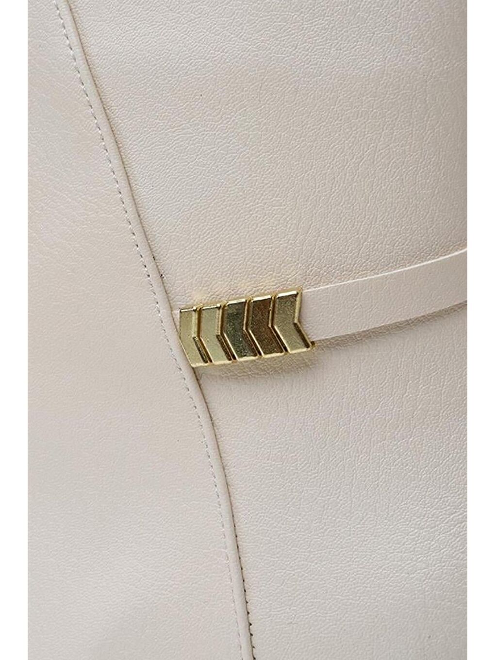 Kahverengi Kadın Kemik Fermuarlı Kalın Topuklu Bot-5