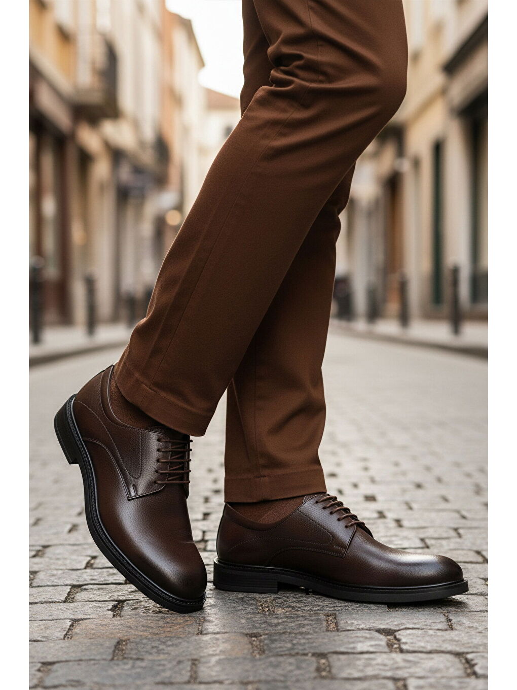 Kahverengi Kahve Hakiki Deri Kaymaz Taban Erkek klasik Ayakkabı 623 M-2