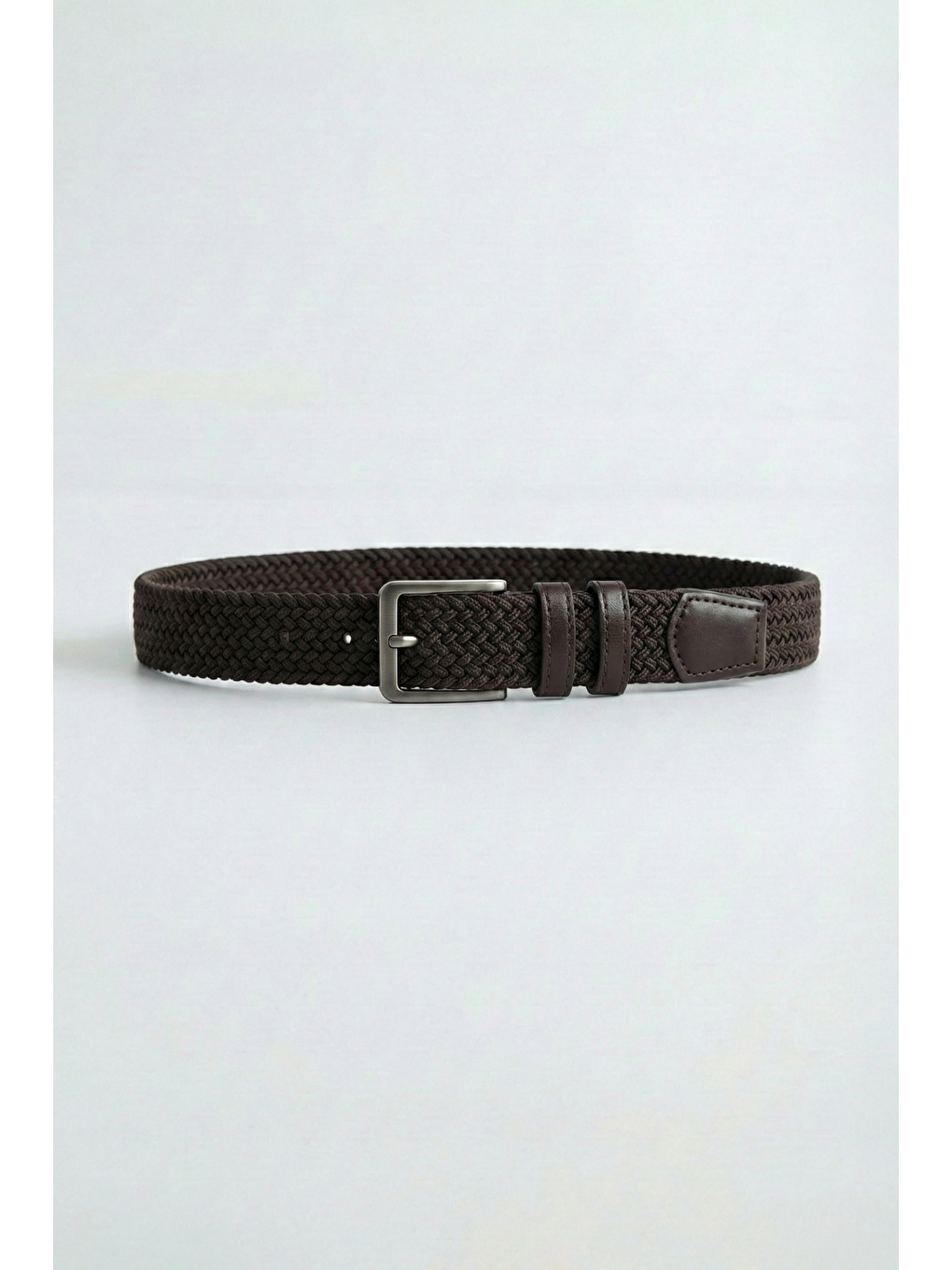 Kahverengi Erkek Elastik Örgü Kemer Koyu Kahve