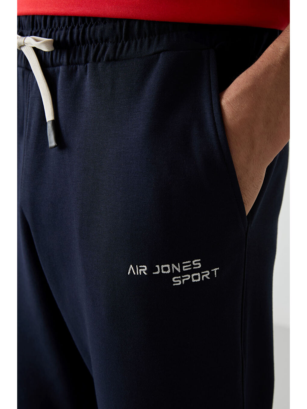 Kırmızı Lacivert Pamuklu Kalın Yumuşak Dokulu  Fit Nakışlı Erkek Eşofman Takım - 85252-3