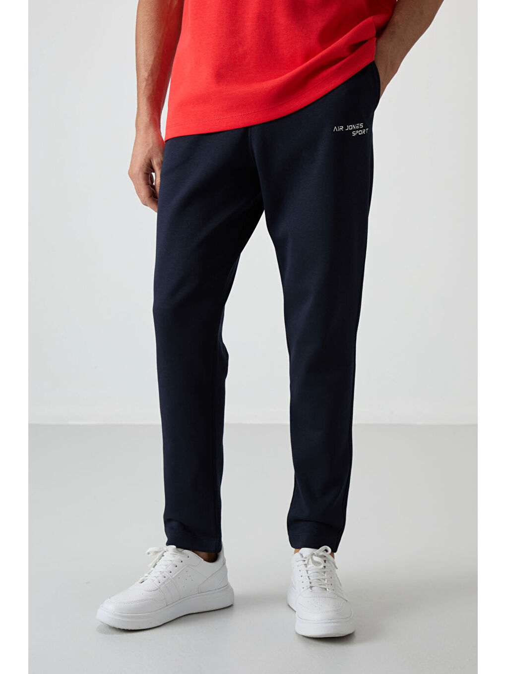 Kırmızı Lacivert Pamuklu Kalın Yumuşak Dokulu  Fit Nakışlı Erkek Eşofman Takım - 85252-4