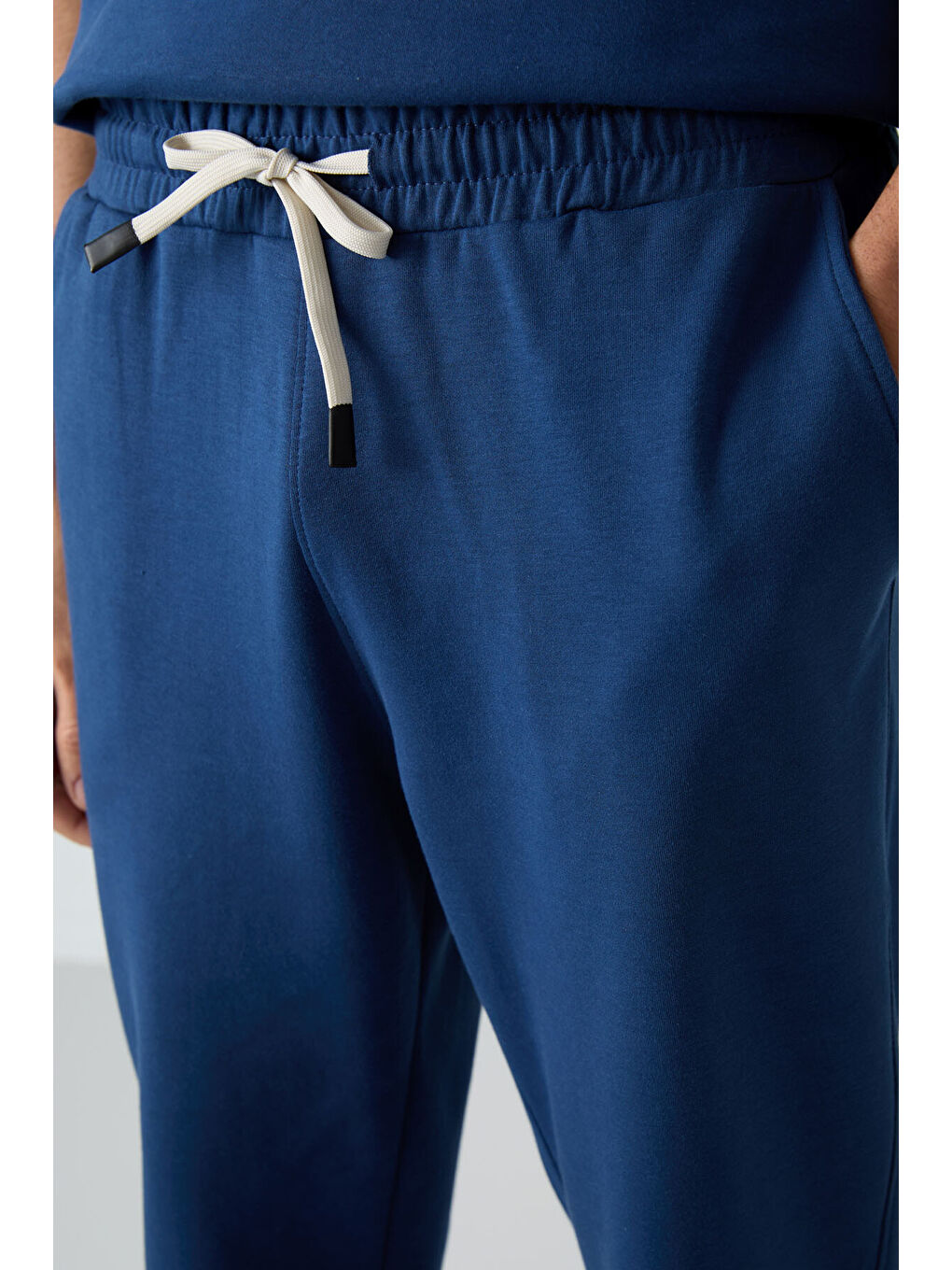 Lacivert Pamuklu Kalın Yumuşak Dokulu  Fit Basic Erkek Eşofman Takım-3