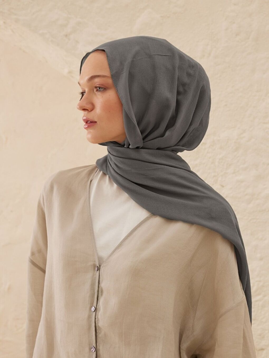 Rami Viskon Şal Metalik Gri-2