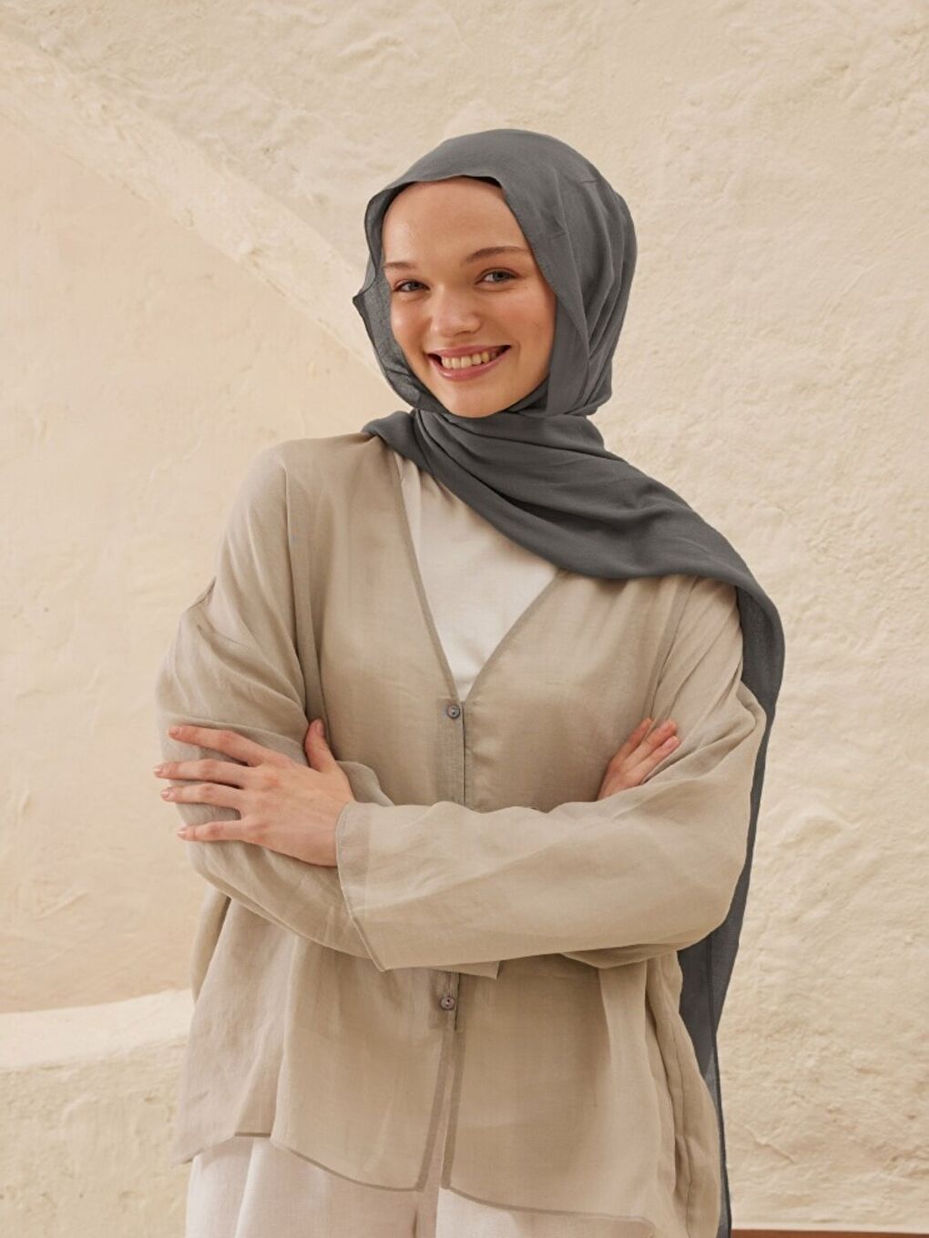 Rami Viskon Şal Metalik Gri-3