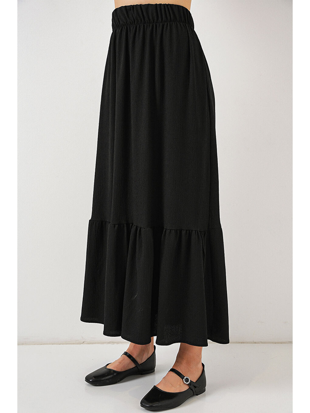 1886 Uzun Örme Etek - Siyah-1
