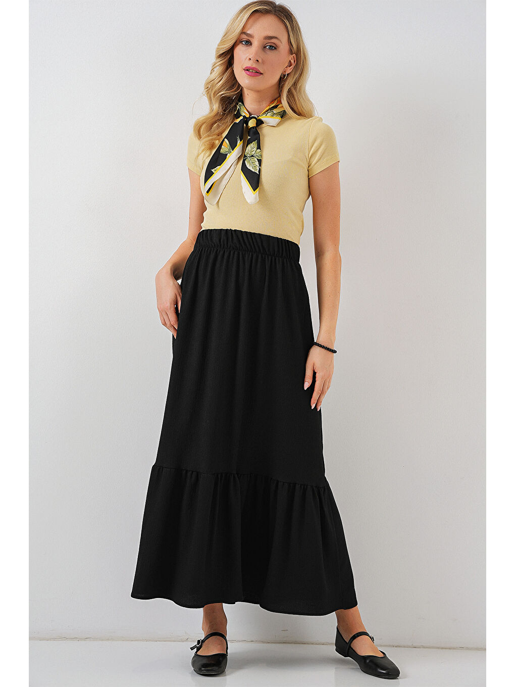 1886 Uzun Örme Etek - Siyah-2