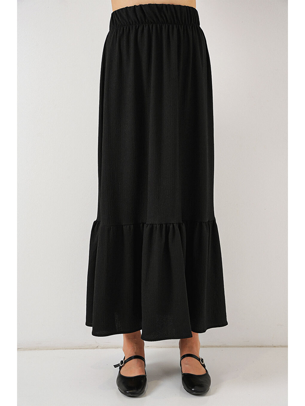 1886 Uzun Örme Etek - Siyah-3