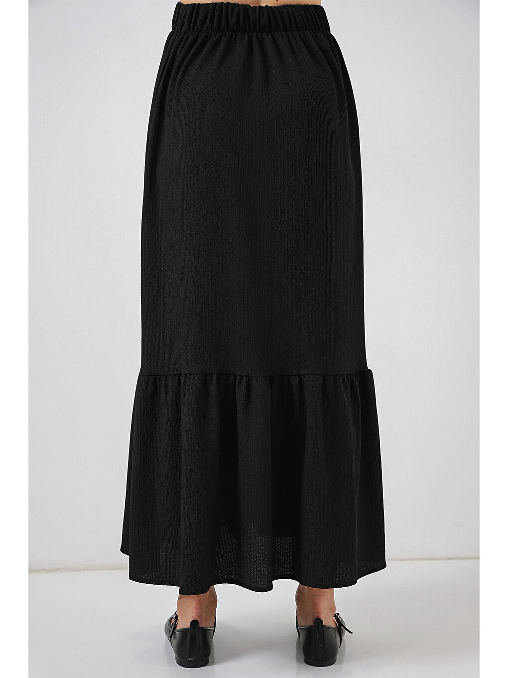 1886 Uzun Örme Etek - Siyah-5