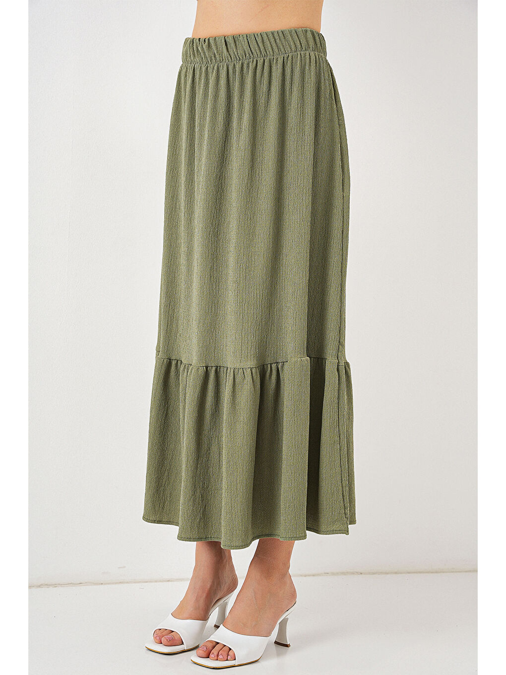 1886 Uzun Örme Etek - Haki-2