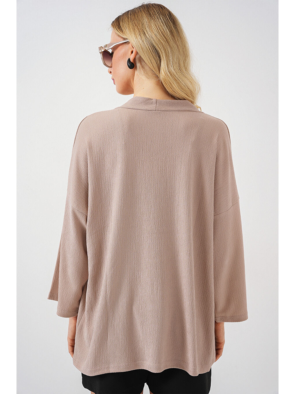 5862 Örme Kimono - Bej-5