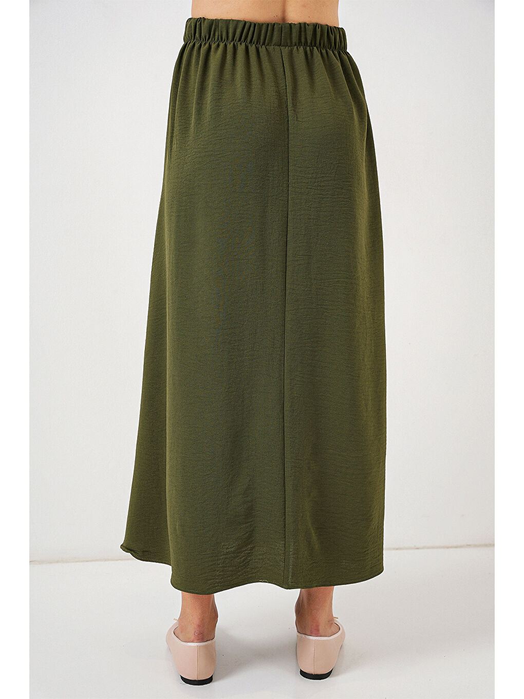 Kadın Uzun Ayrobin Etek 8050 - Haki-6