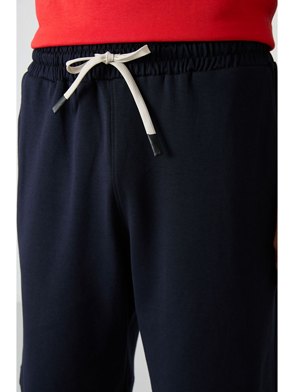 Kırmızı Lacivert Pamuklu Kalın Yumuşak Dokulu  Fit Basic Şortlu Takım - 85249-2