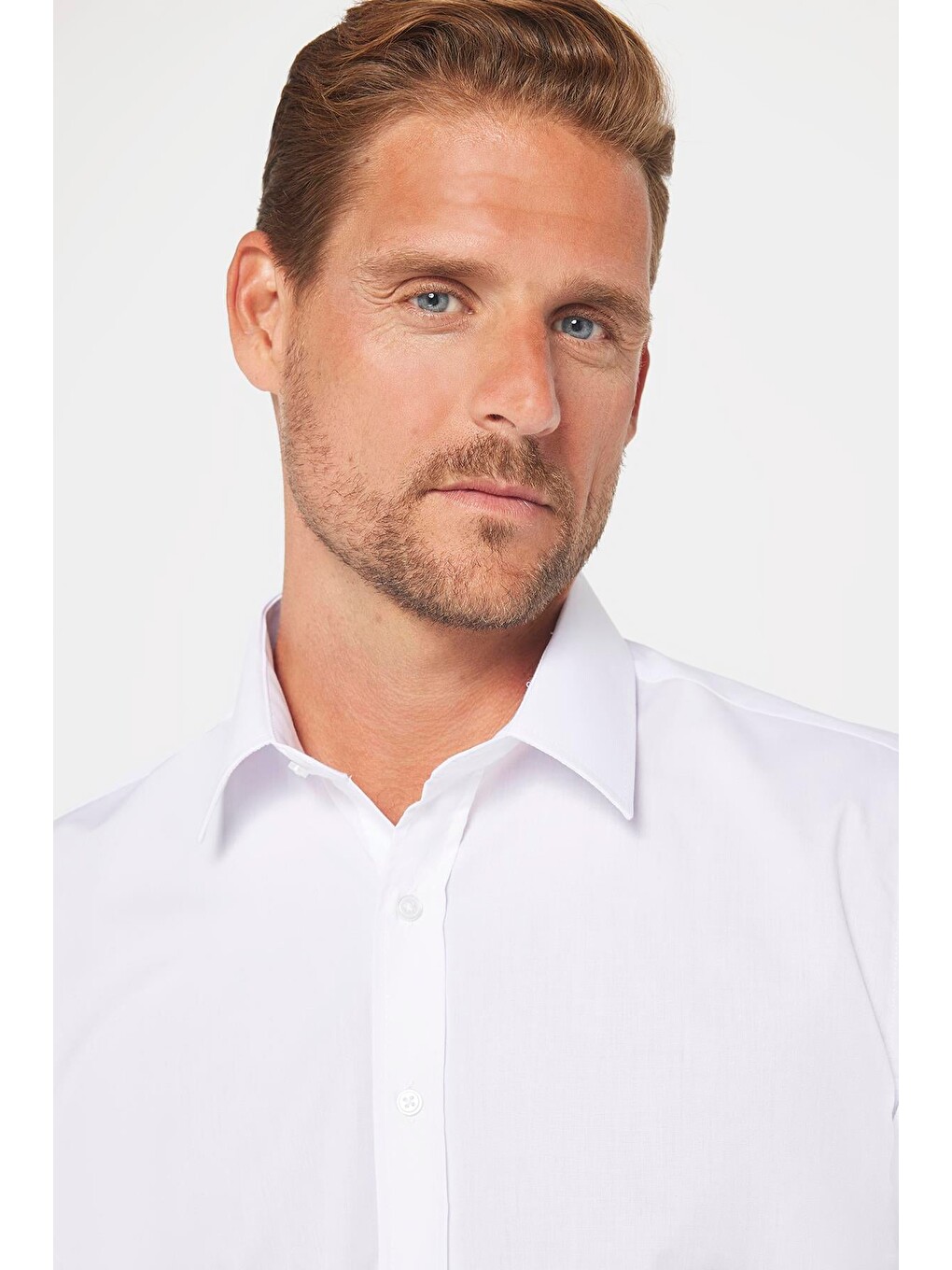 Modern Slim Fit Uzun Kollu Pamuklu Kolay Ütü Erkek Beyaz Gömlek-2