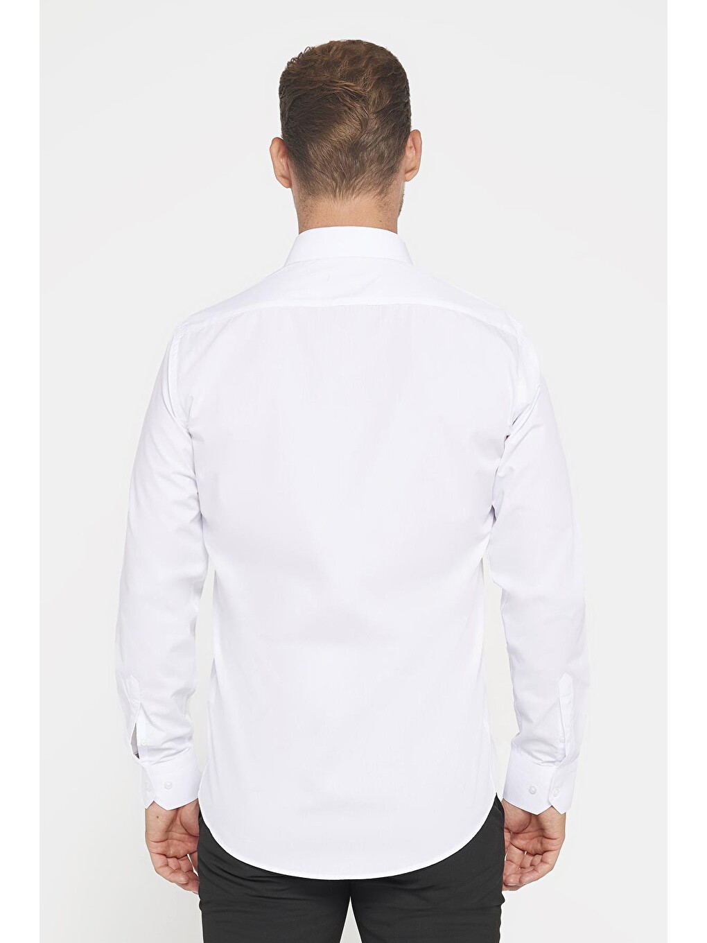 Modern Slim Fit Uzun Kollu Pamuklu Kolay Ütü Erkek Beyaz Gömlek-4