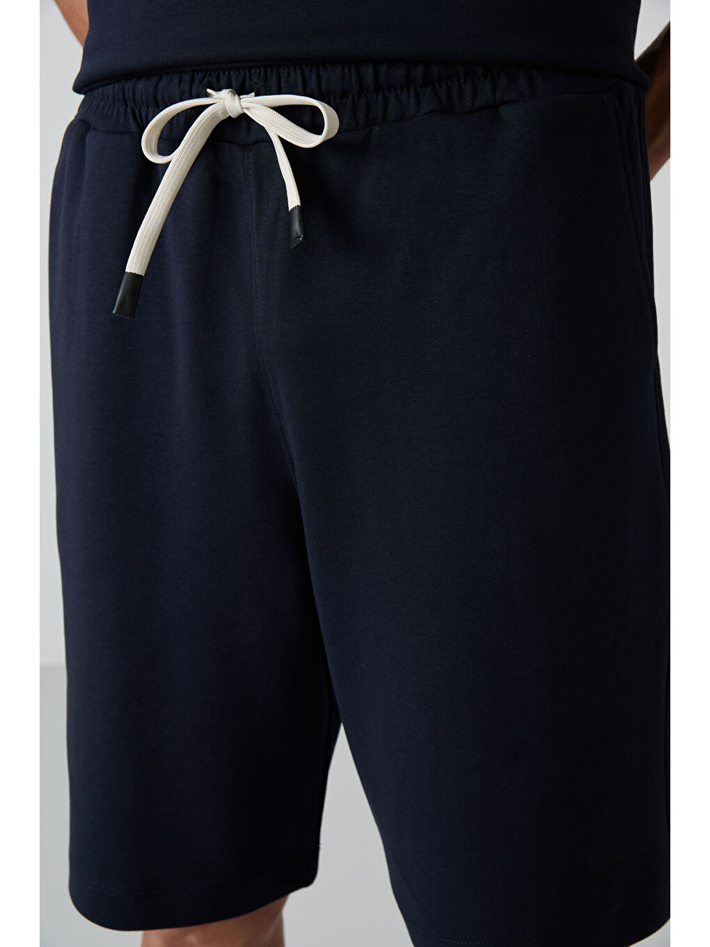 Lacivert Pamuklu Kalın Yumuşak Dokulu  Fit Basic Şortlu Takım - 85249-3