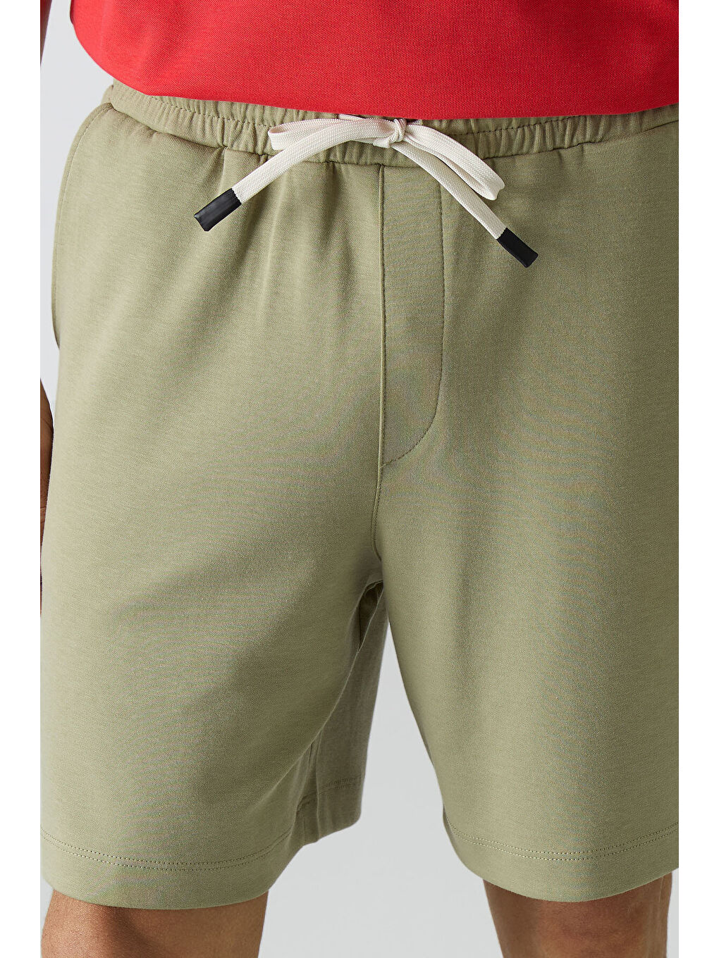 Yeşil Açık Çağla Pamuklu Kalın Yumuşak Dokulu Comfort Fit Basic Erkek Şort - 81274-3