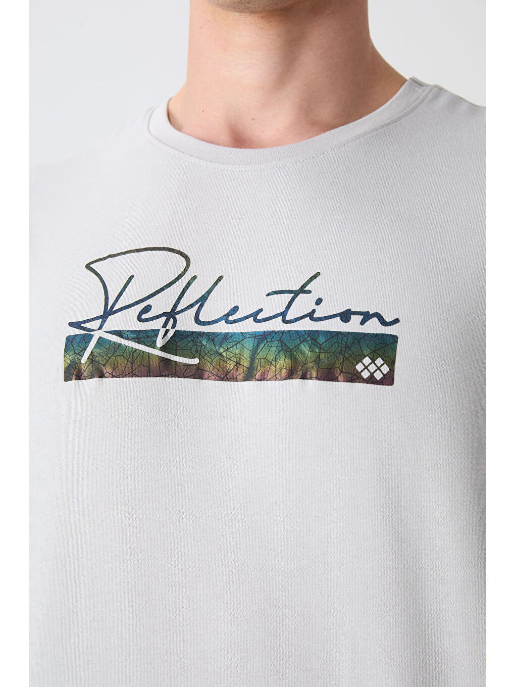 Bej Taş Pamuklu Kalın Yumuşak Dokulu Oversize Fit Baskılı Erkek Tişört - 88334-2