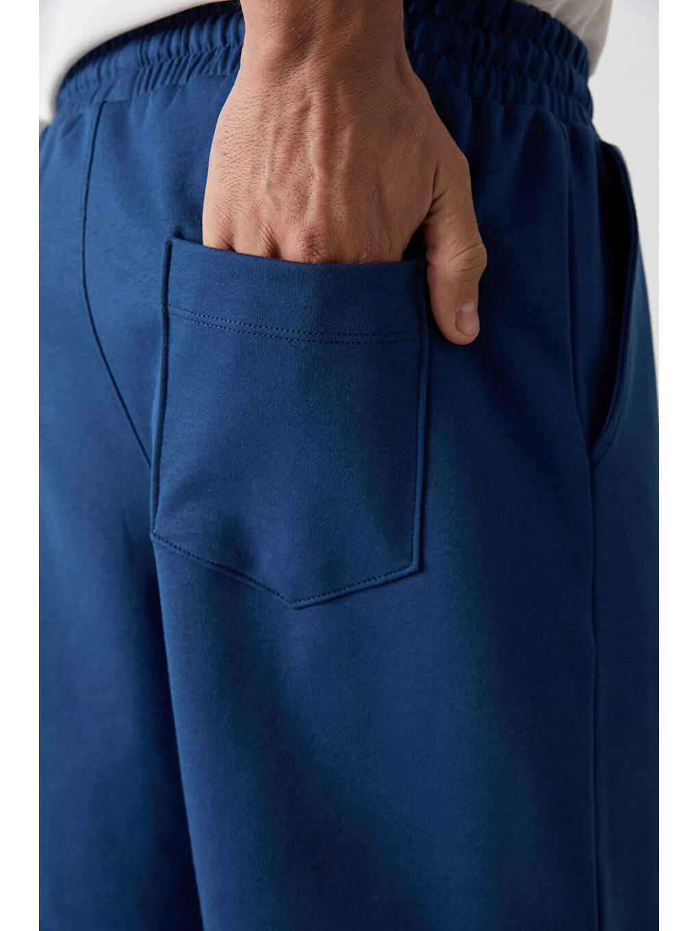 Mavi Pamuklu Kalın Yumuşak Dokulu Comfort Fit Basic Erkek Şort - 81274-3