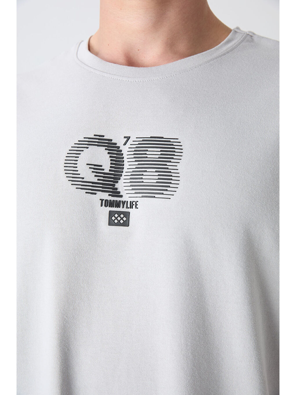 Bej Taş Pamuklu Kalın Yumuşak Dokulu Oversize Fit Baskılı Erkek Tişört - 88333-2