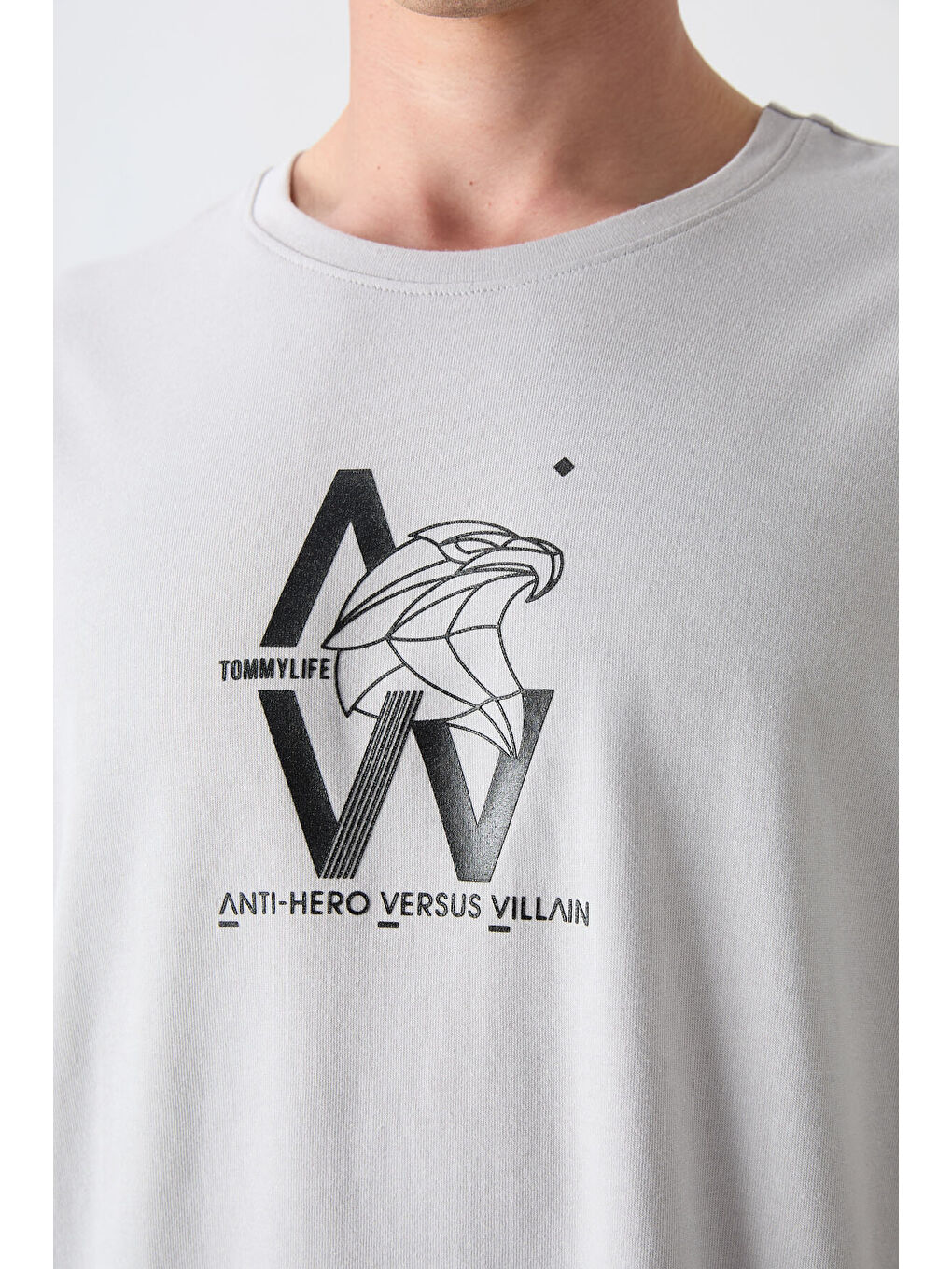 Bej Taş Pamuklu Kalın Yumuşak Dokulu Oversize Fit Baskılı Erkek Tişört - 88332-4