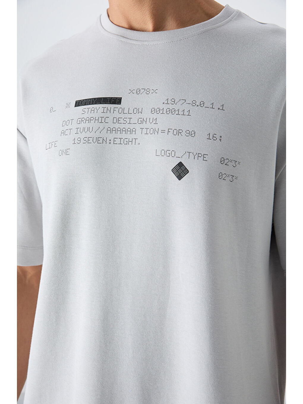 Bej Taş Pamuklu Kalın Yumuşak Dokulu Oversize Fit Baskılı Erkek Tişört - 88326-2