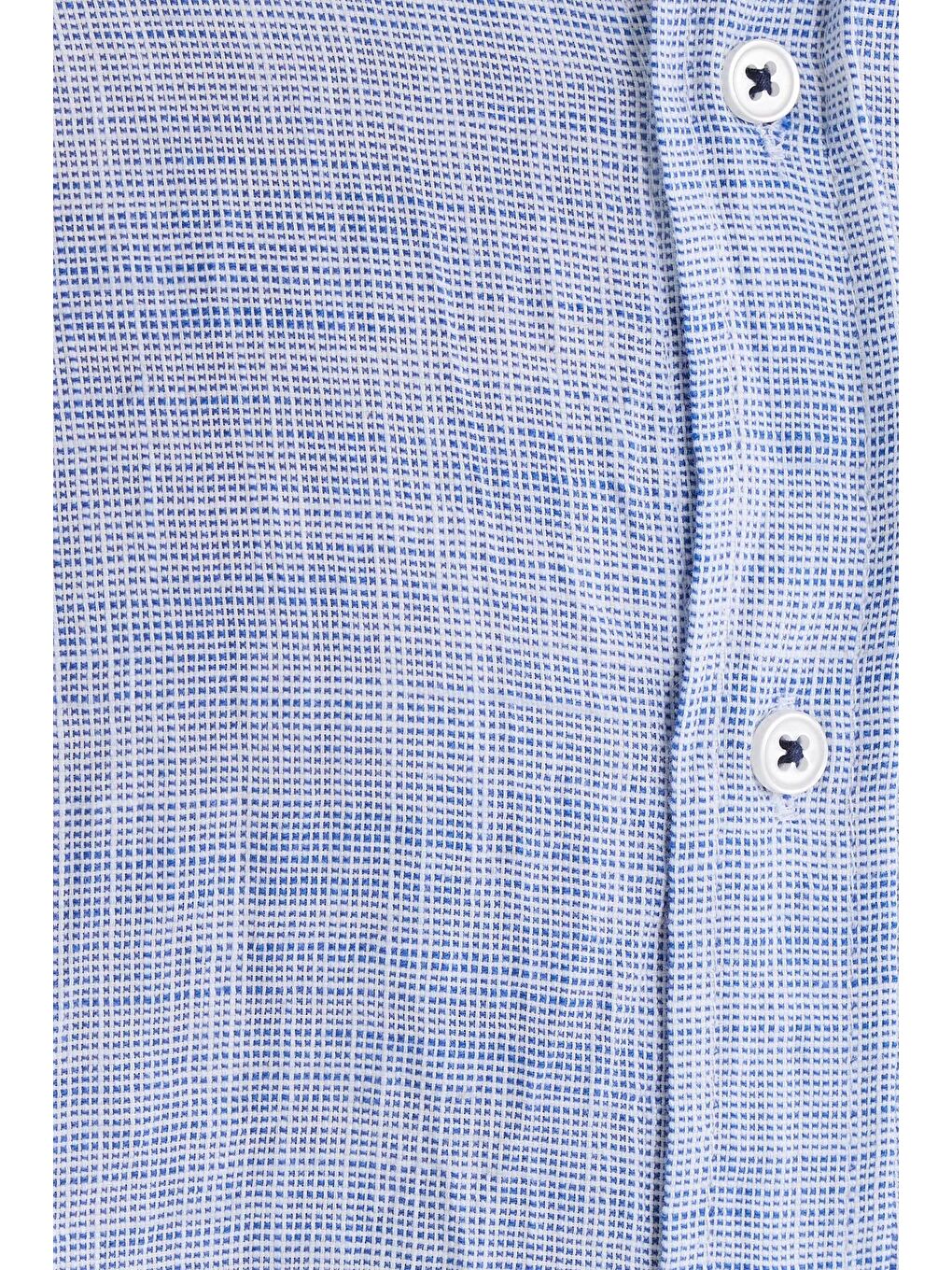 Lacivert Erkek Regular Fit Klasik Kesim Oversize %100 Pamuk Keten Doku Gömlek-5