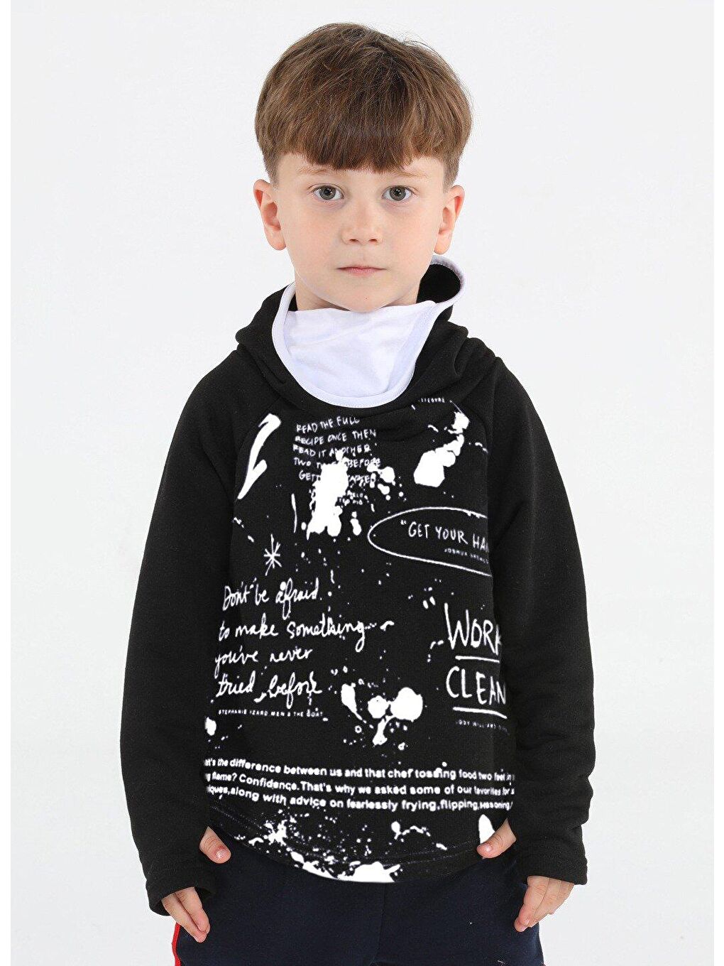 Casabony Siyah-Renklidesenli Ninja Casa Baskılı Siyah Sweatshirt - 1