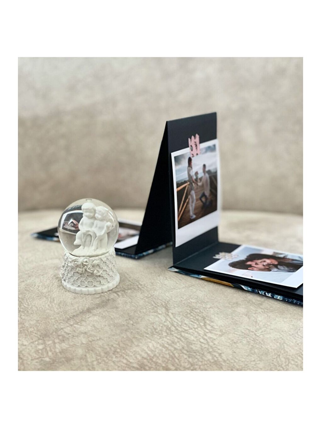 Karışık Dalga Tasarımlı Mini Albüm ve Mini Melek Kar Küresi Set-1