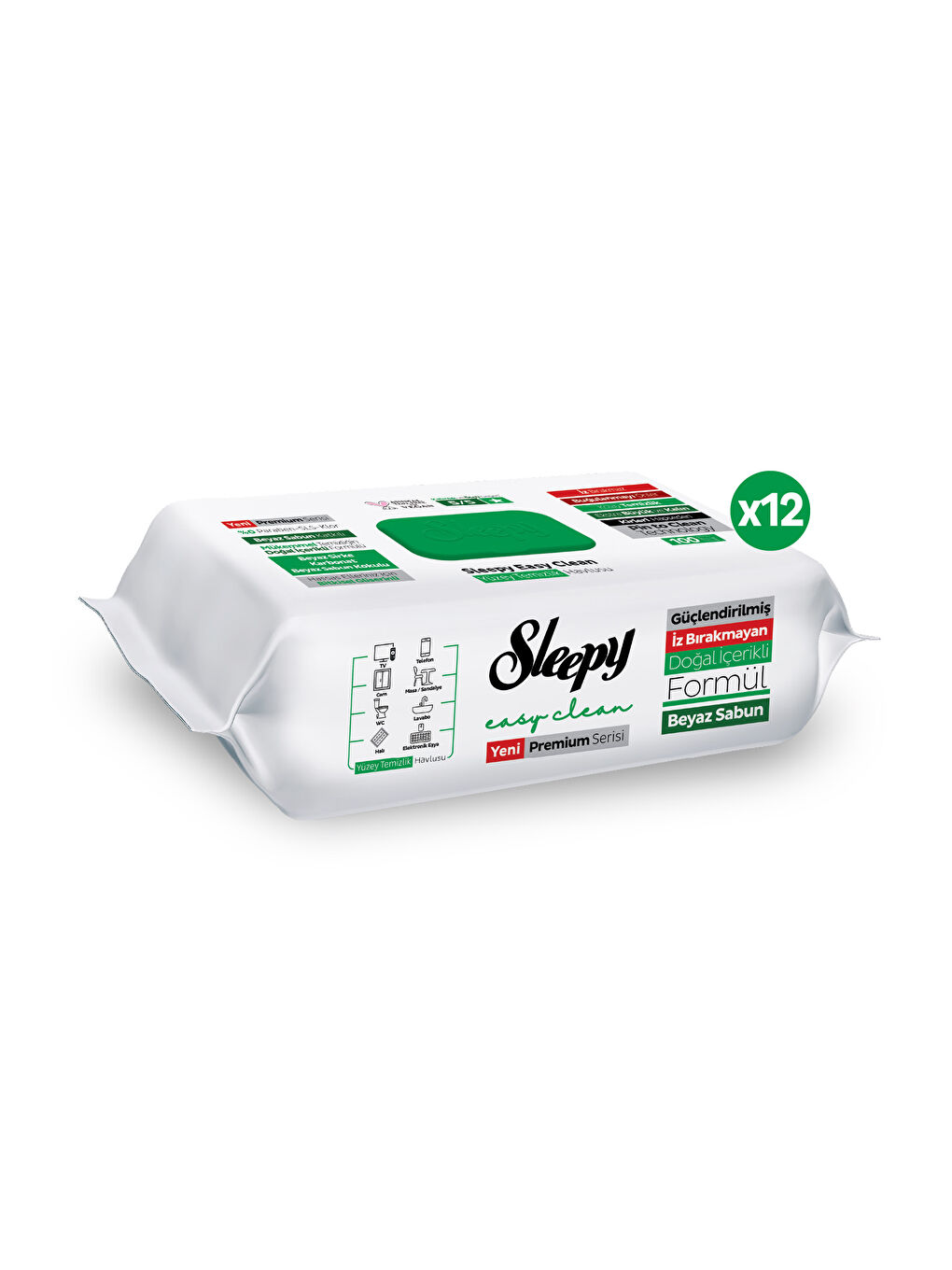 Easy Clean Premium Beyaz Sabun Katkılı Yüzey Temizlik Havlusu Mendili 12x100 (1200 Yaprak)-1