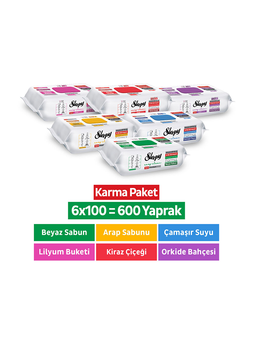 Easy Clean Premium + Çiçek Serisi Yüzey Temizlik Havlusu Mendili 6x100 Karma Paket-1