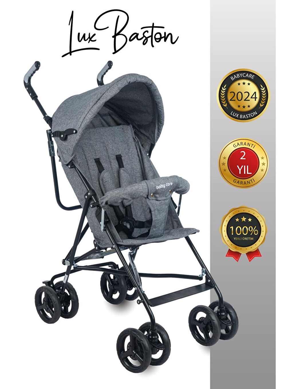 Baston Puset Bebek Arabası - Gri Standart