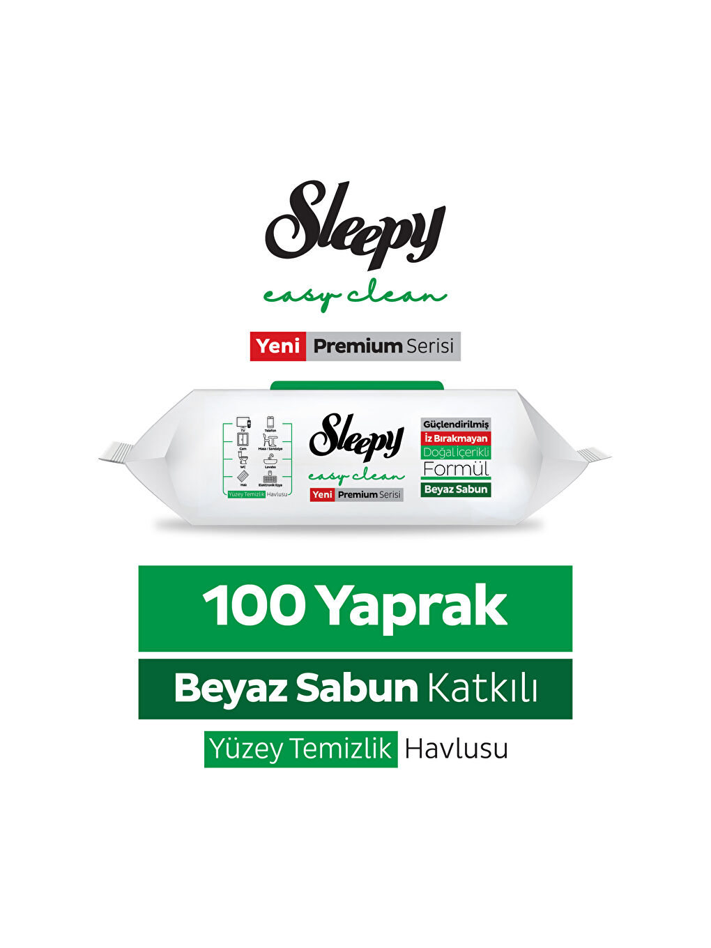 Easy Clean Premium Beyaz Sabun Katkılı Yüzey Temizlik Havlusu Mendili 100 Yaprak