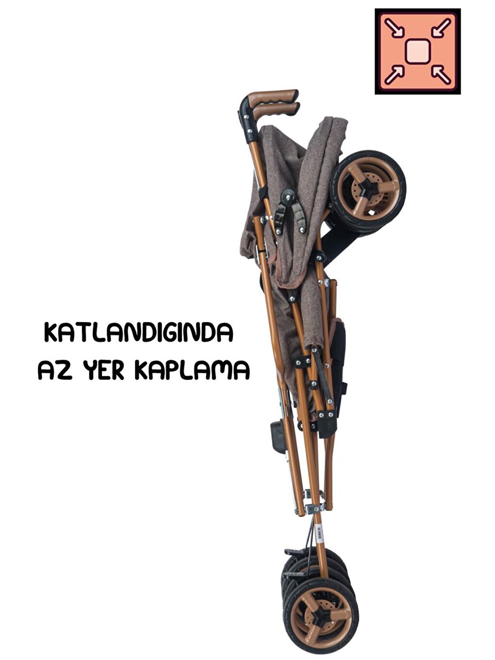 Baston Puset Bebek Arabası - Kahverengi Standart-4