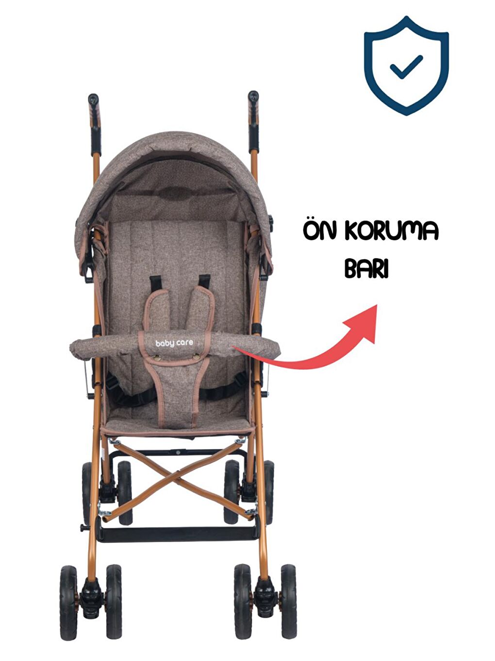 Baston Puset Bebek Arabası - Kahverengi Standart-7