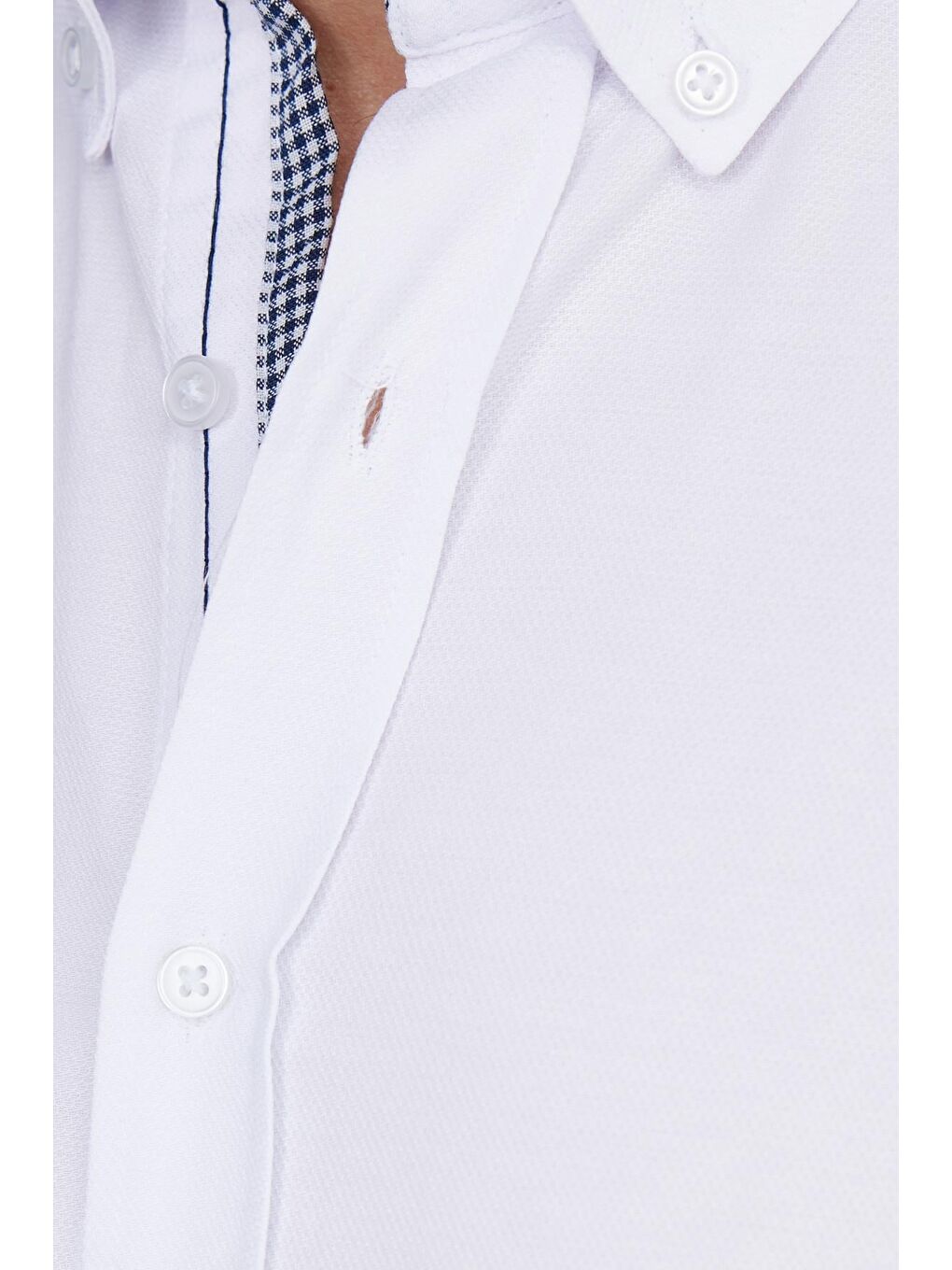 Beyaz Slim Fit Uzun Kollu Düğmeli Yaka Pamuklu Kolay Ütü Düz Erkek Gömlek-5