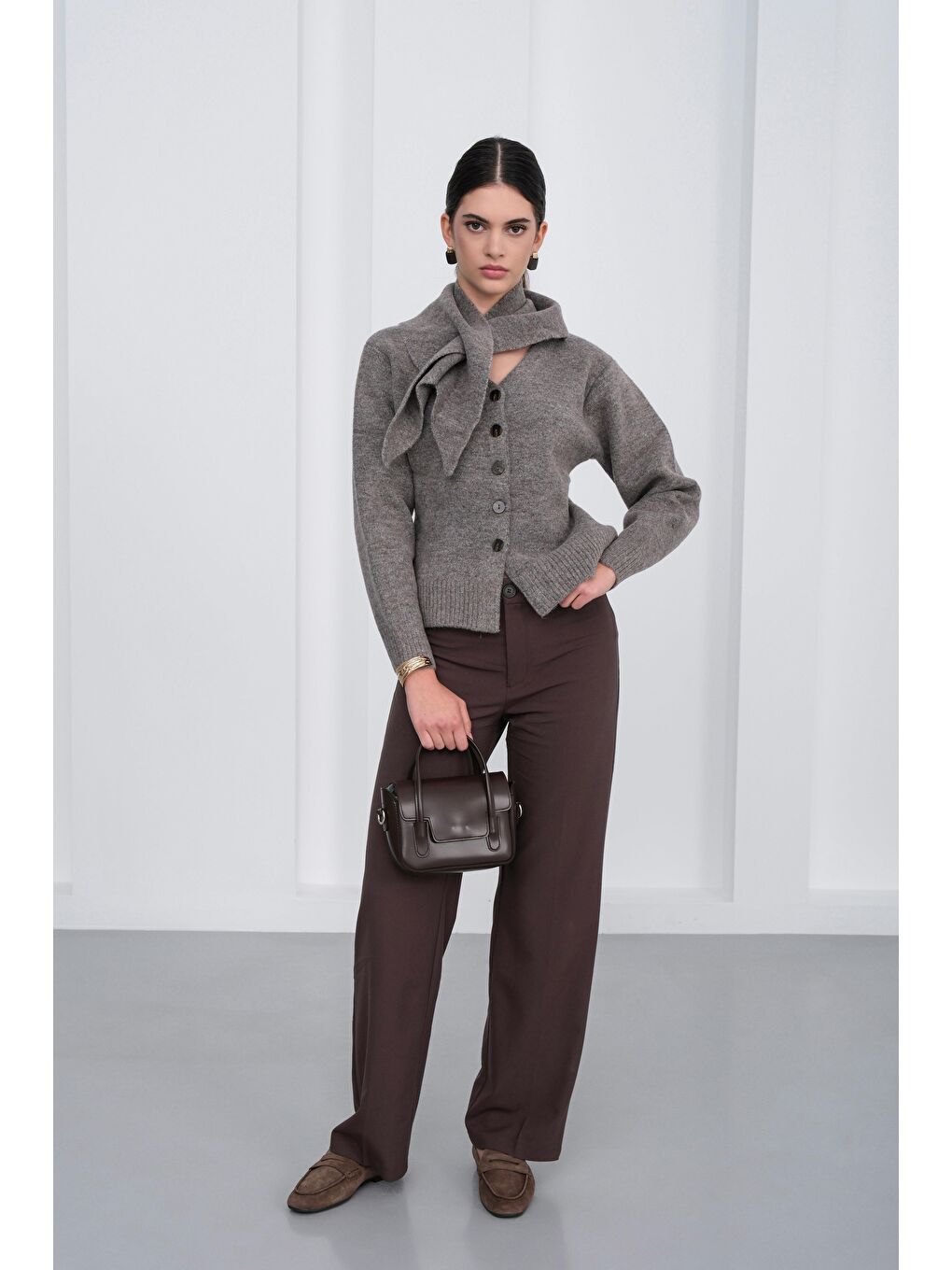 Kahverengi Dimple Retro El Ve Çapraz Çanta Kahve-5