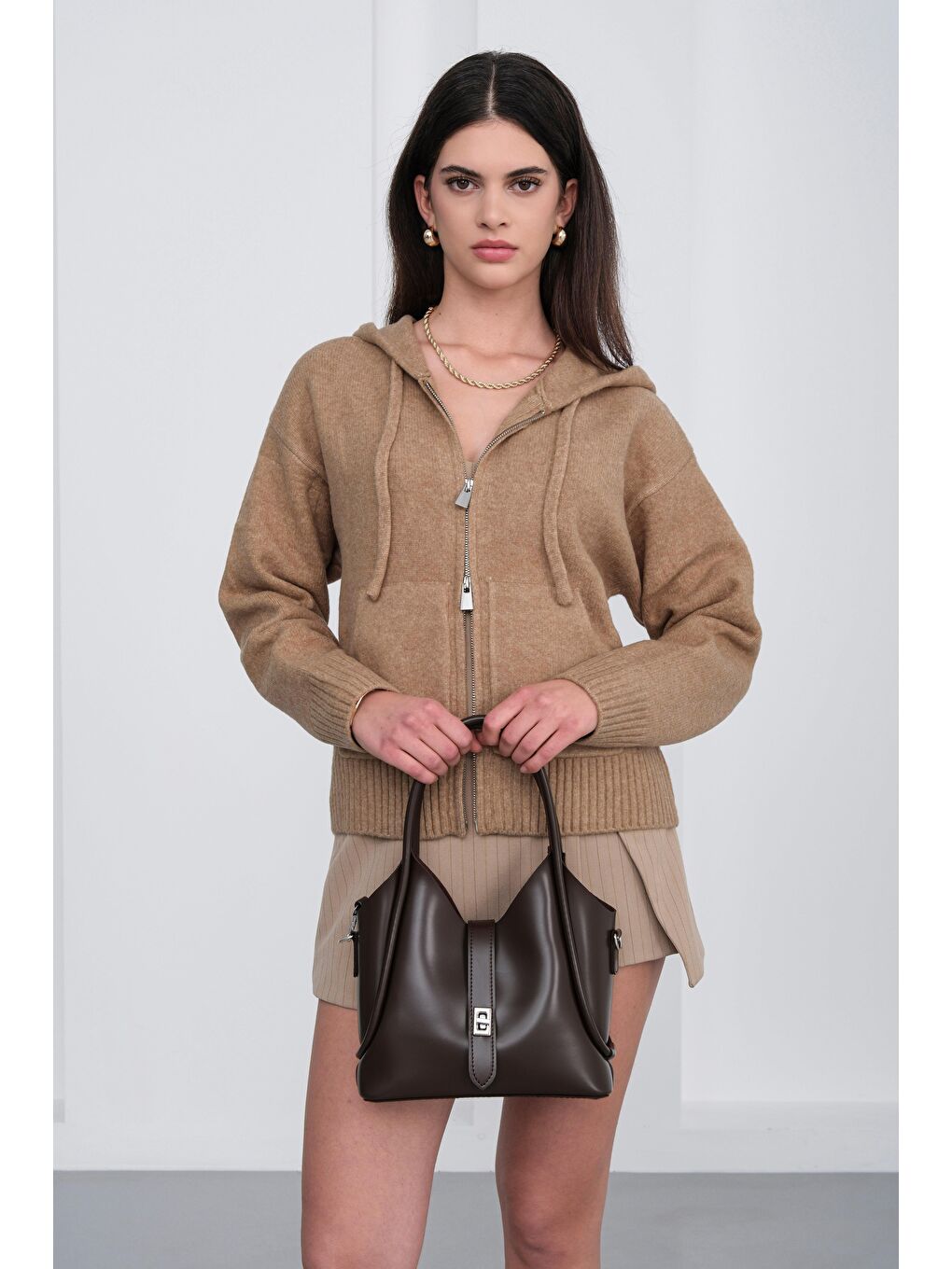 Kahverengi Cindy El Ve Çapraz Çanta Acı Kahve-2