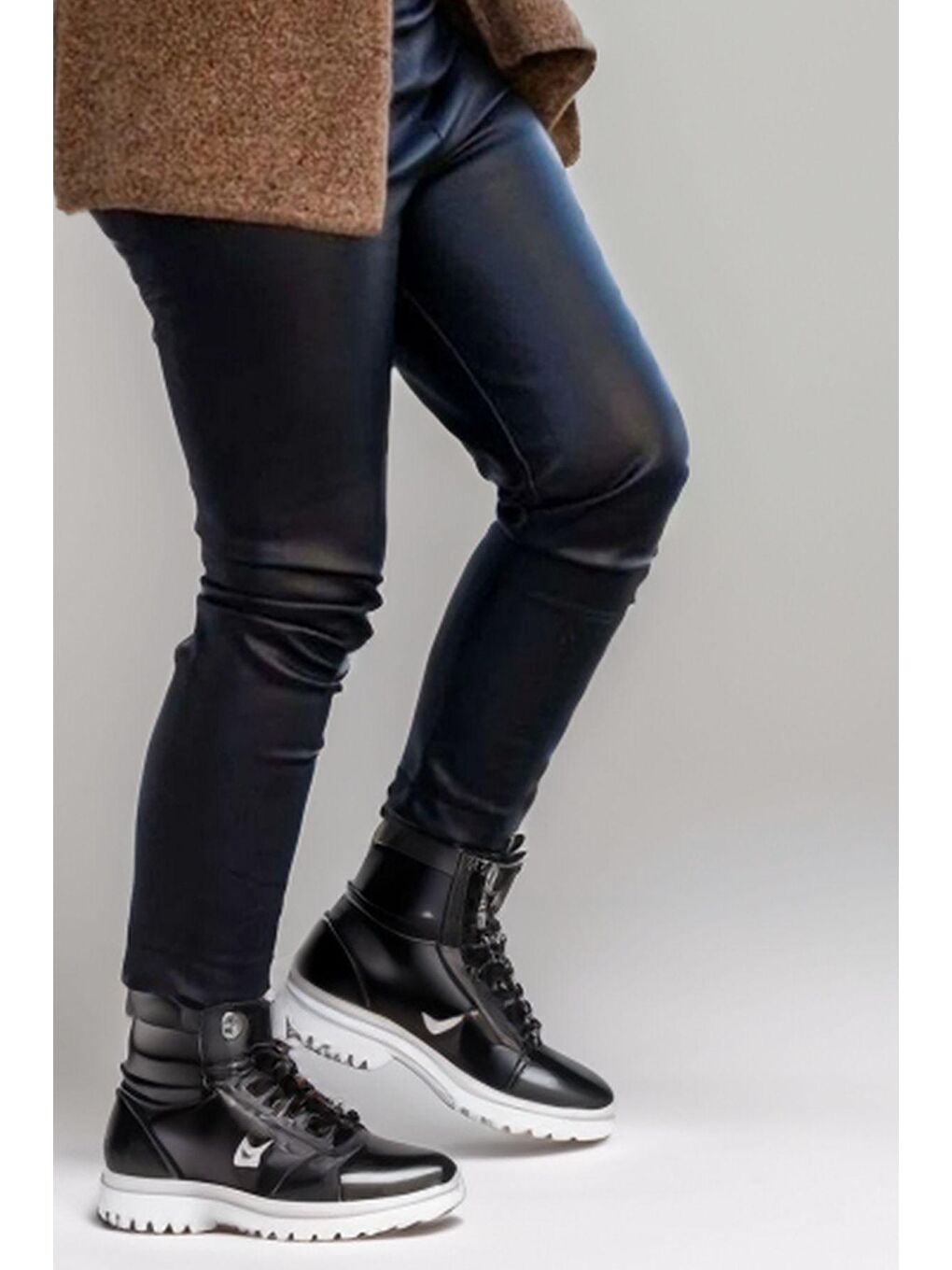 Kız Çocuk Deri Taytlı, Triko Kahverengi Alt Üst Takım-3