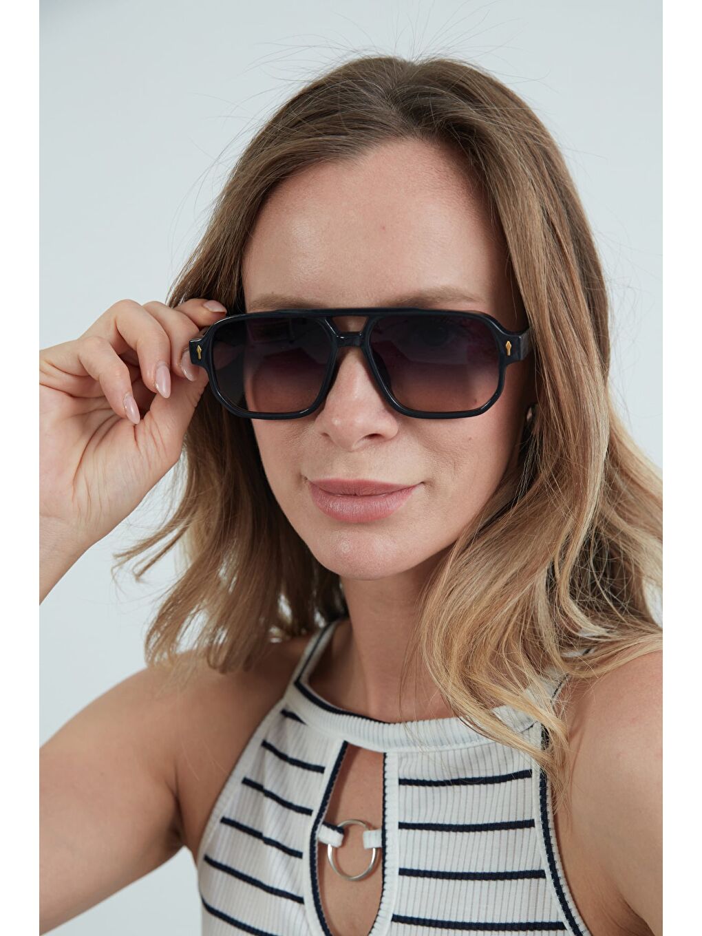 Kahverengi Metal Aksesuar Detaylı Güneş Gözlüğü-2