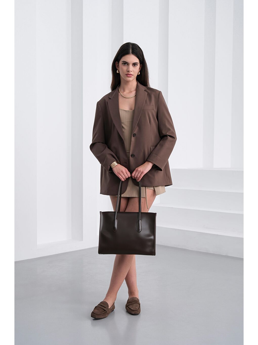 Kahverengi Paella Omuz Çantası Acı Kahve-2