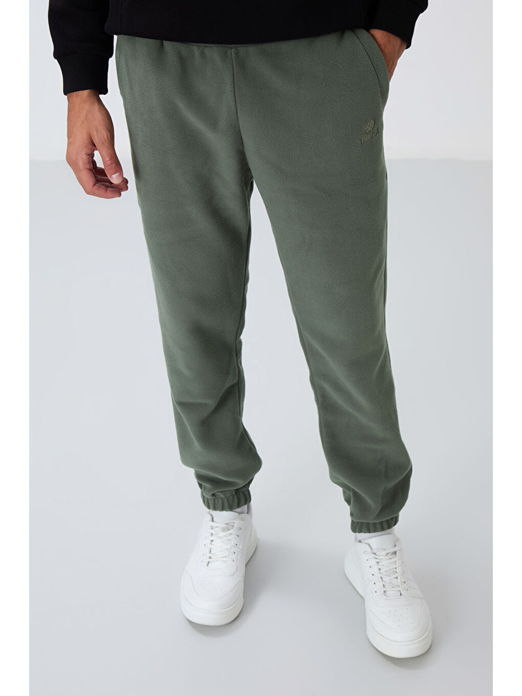 Yeşil Çağla Gizli Fermuarlı Rahat Form Lastik Paça Polar  Eşofman Alt - 84866