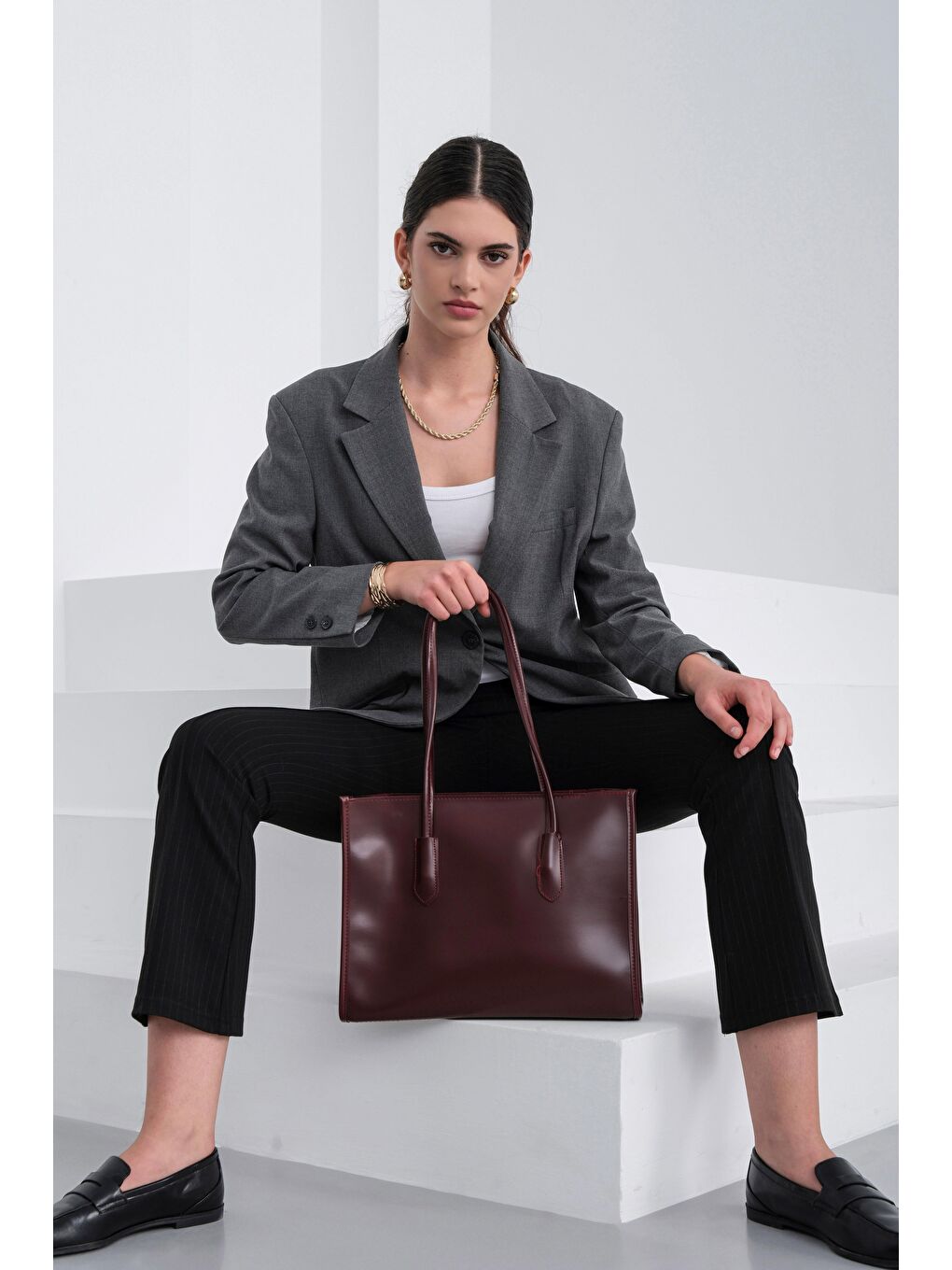 Paella Omuz Çantası Bordo-5