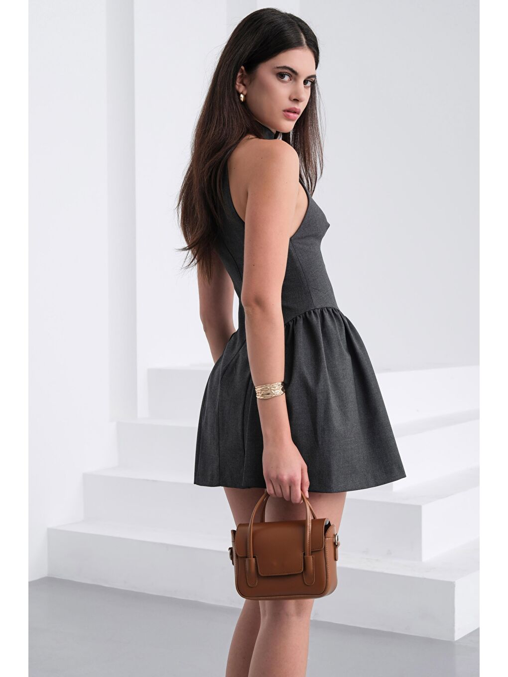 Kahverengi Dimple Retro El Ve Çapraz Çanta Taba-4