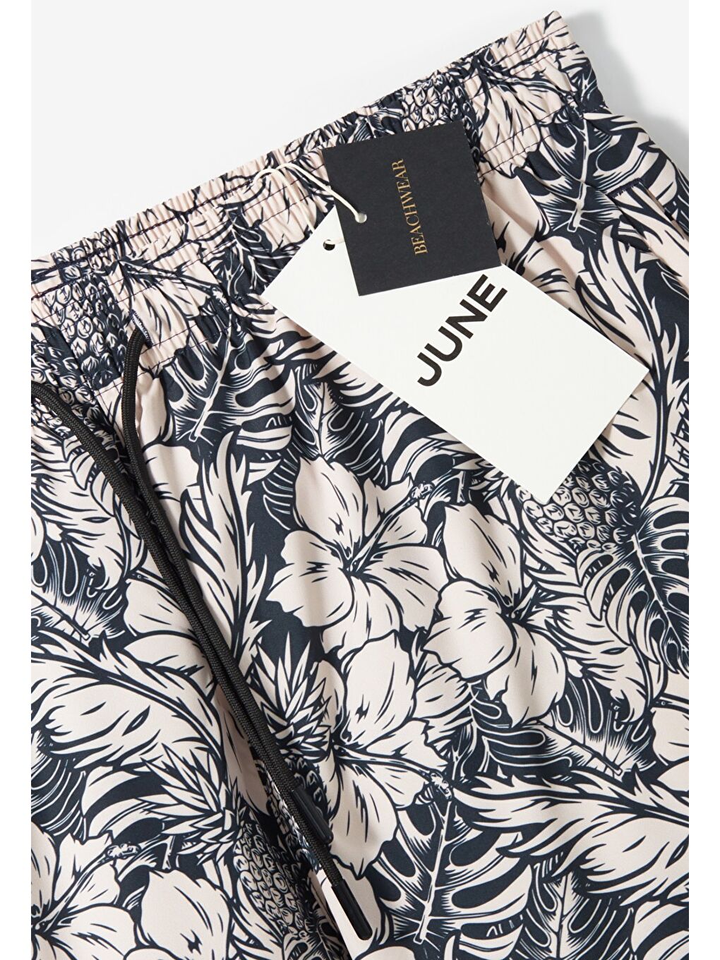 Siyah Erkek Regular Fit Baskılı Deniz Şortu-6