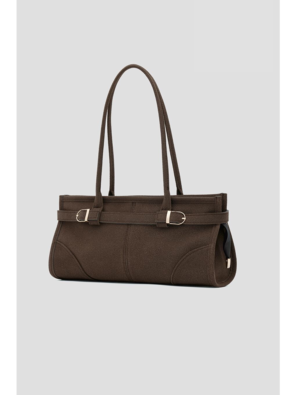 Kahverengi Enyola Bowling Vintage Süet Çanta Kahve-3