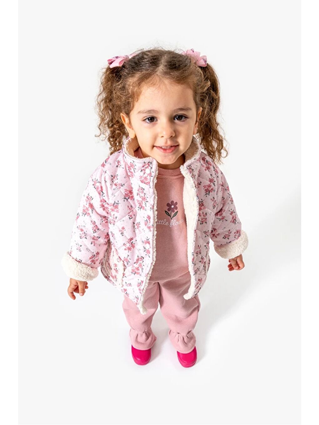Pembe Çiçek Desenli 3’lü Bebek Takım 8170