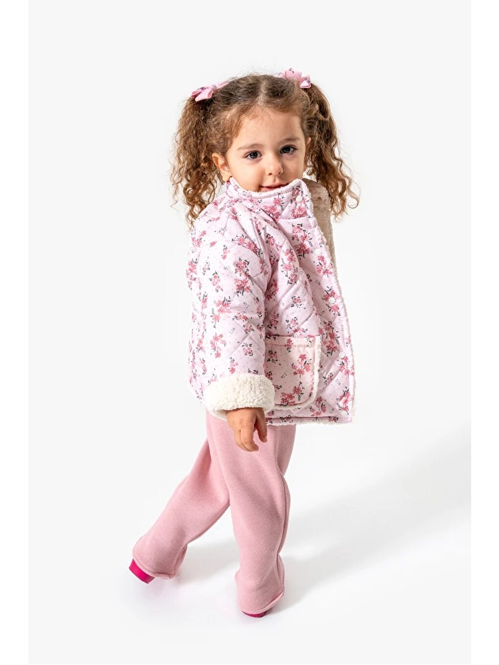 Pembe Çiçek Desenli 3’lü Bebek Takım 8170-1