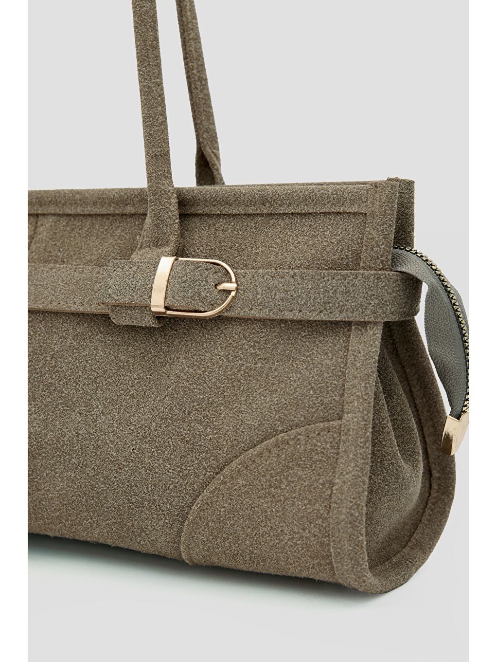 Bej Enyola Bowling Vintage Süet Çanta Vizon-5