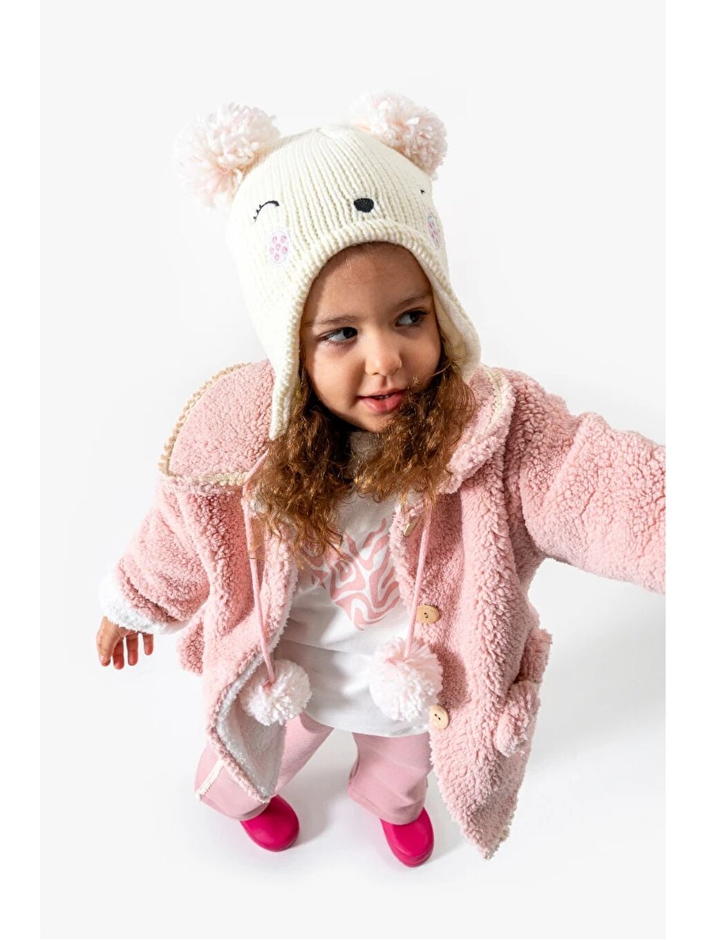 Pembe Pelüş Ceketli Günlük Kız Bebek Takım 8167-2