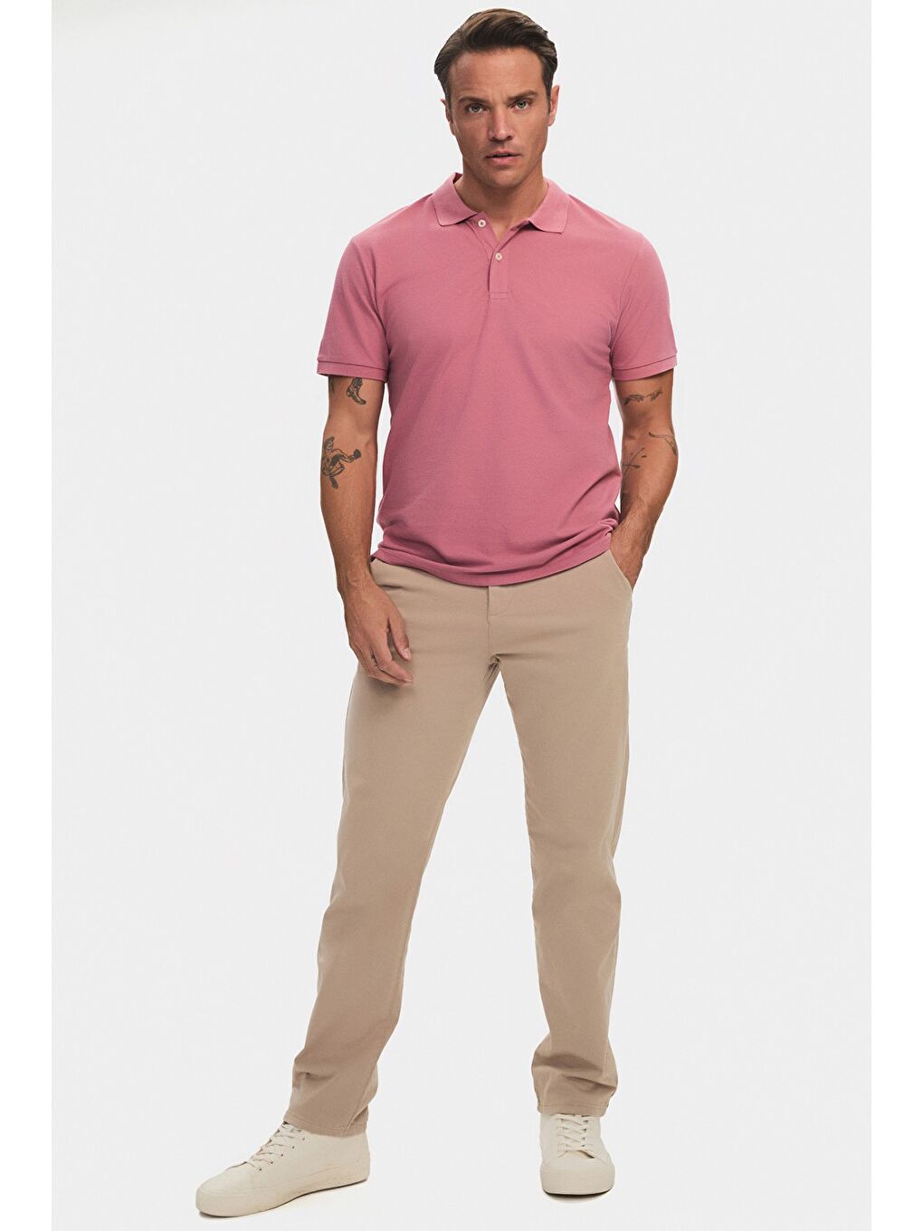 June Pembe Polo Yaka Kısa Kollu Basic Erkek Tişört